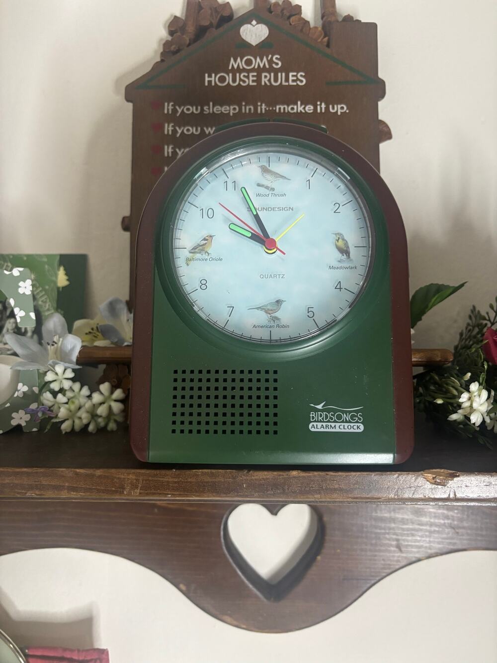 Vintage Soundesign Birdsongs Alarm Clock Model 3106Q Nature Sounds Cabin Green